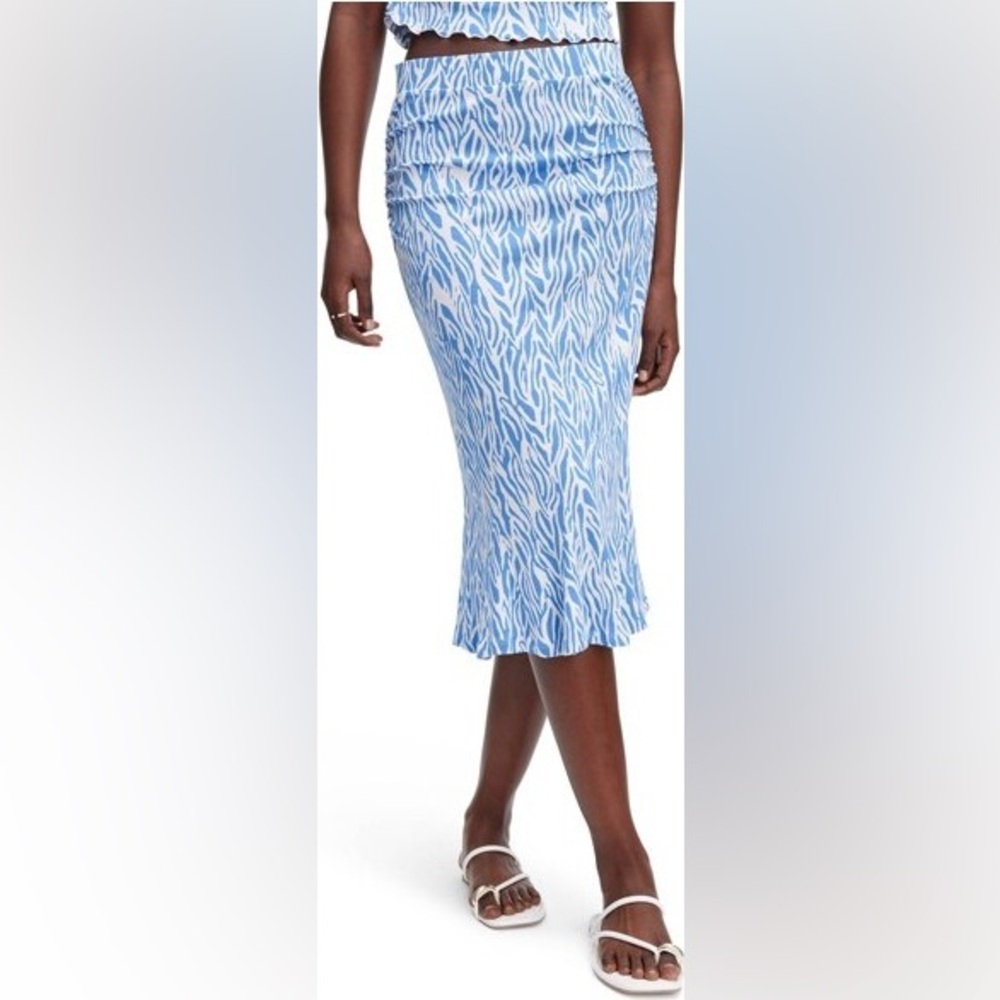 NWT! Diane Von Furstenberg A-line Sea Twig Blue Skirt - Picture 2 of 9